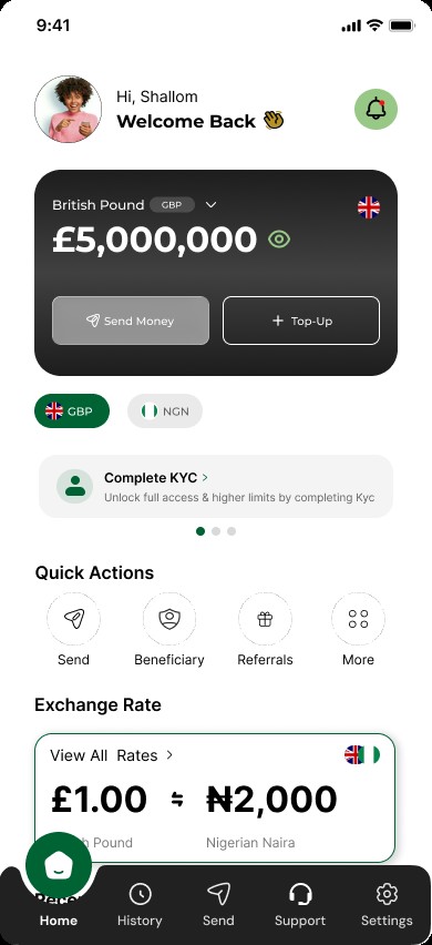 BroadMoney — Dashboard, before and after