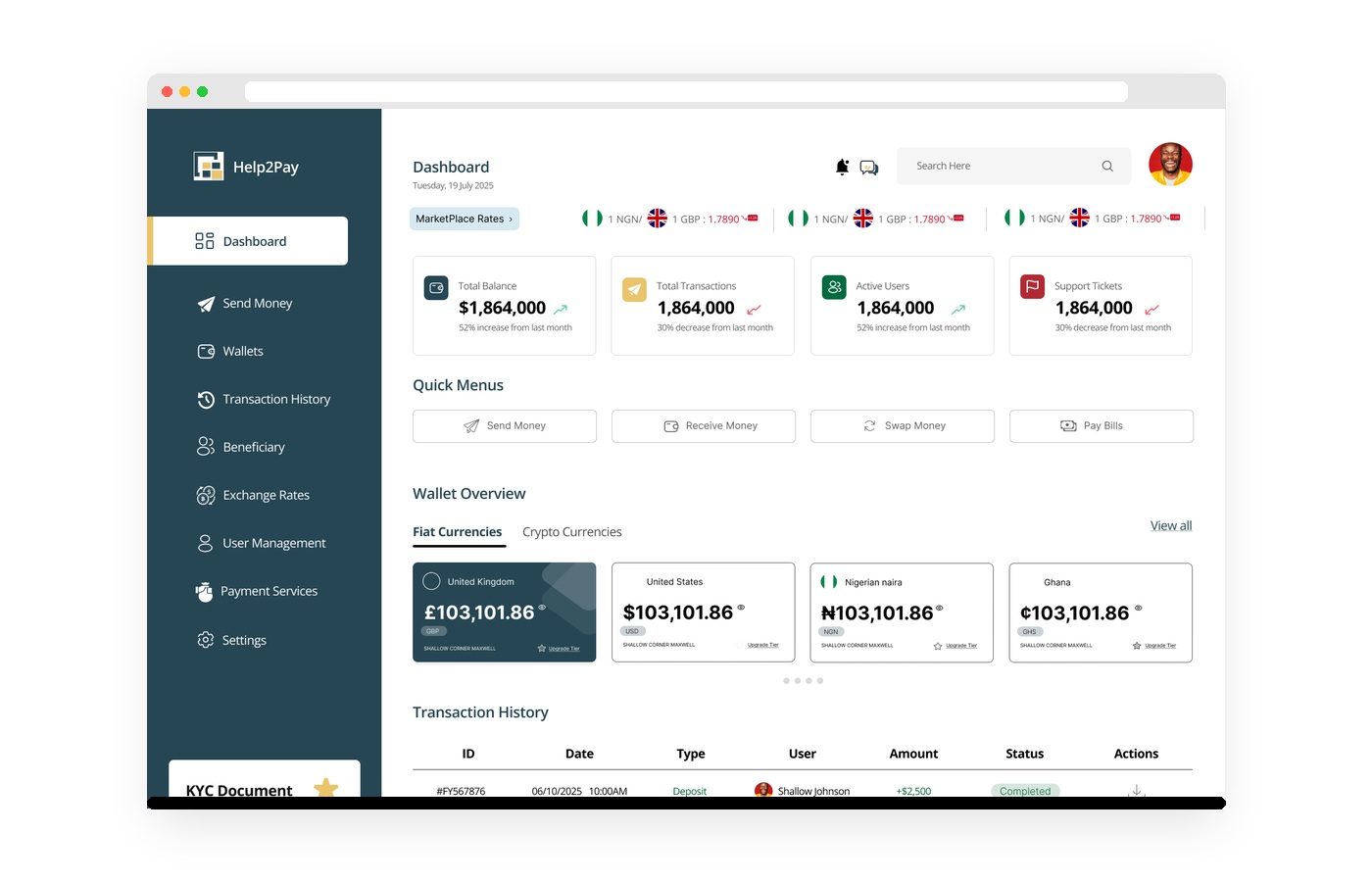 Help2Pay — Web dashboard