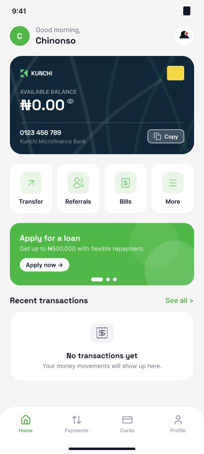 Kunchi MFB — Home and transfers