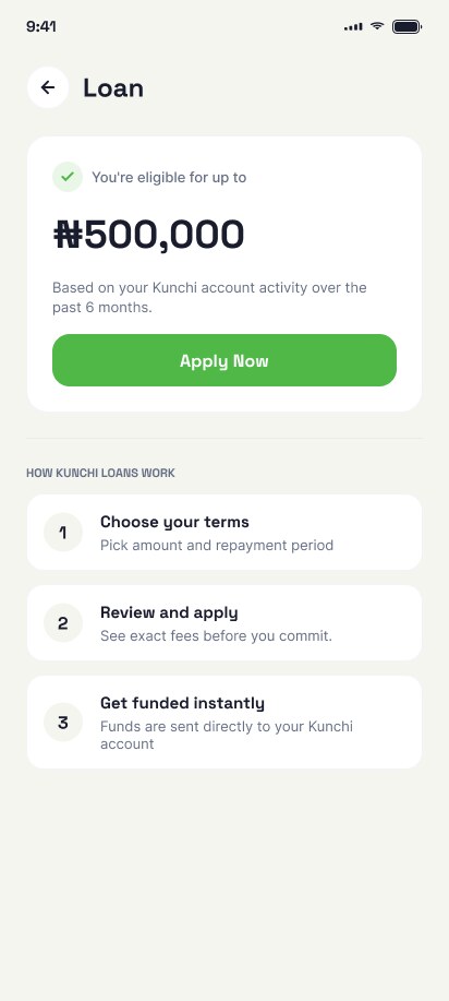Kunchi MFB — Cards and loans