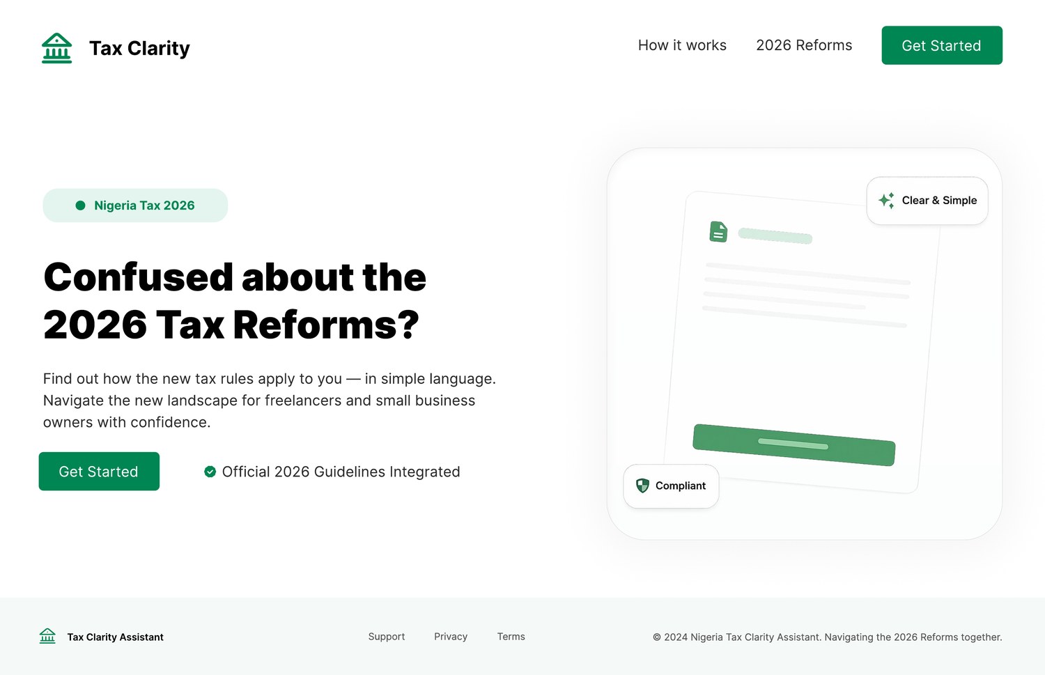 Tax Clarity — Landing page