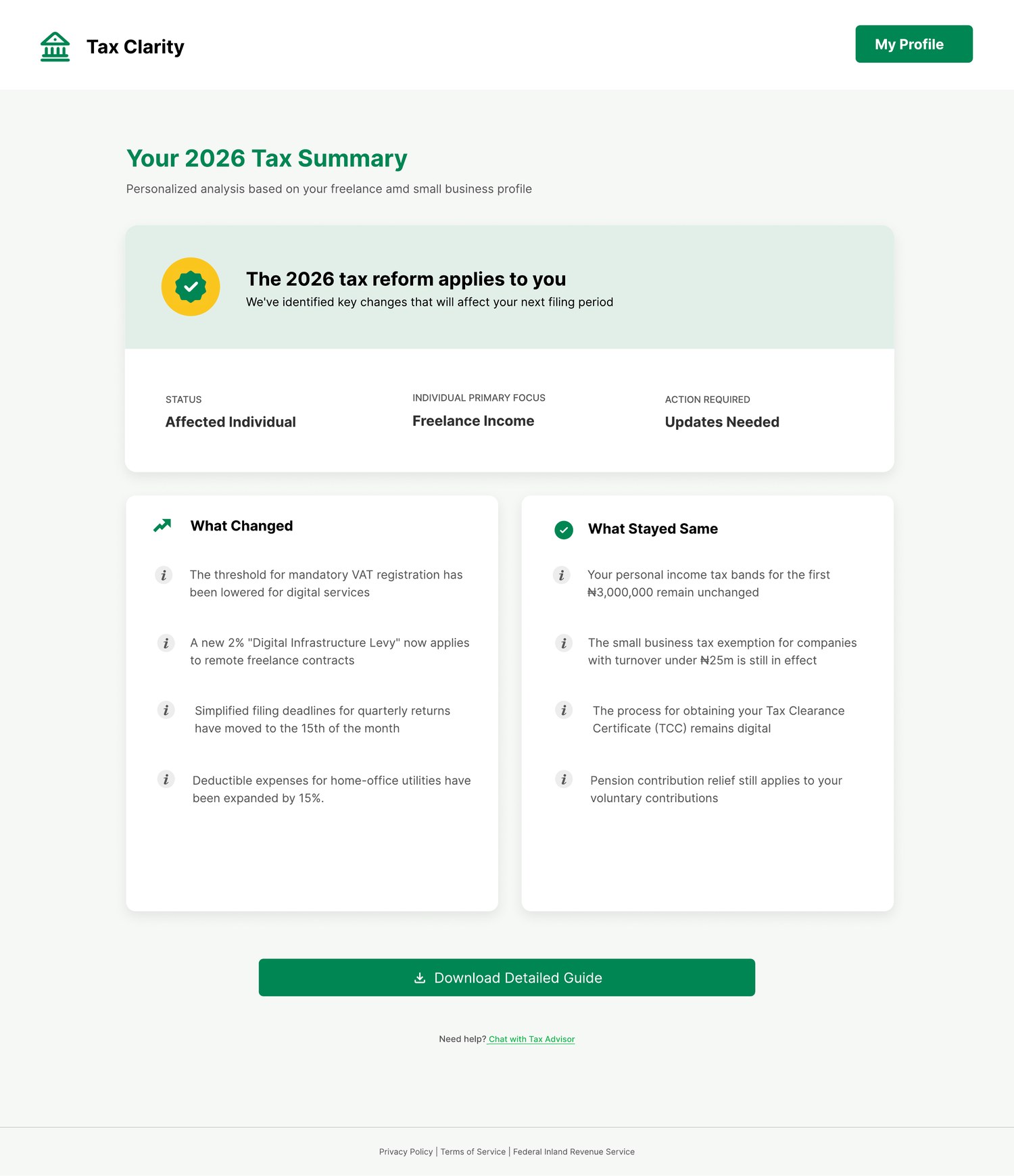 Tax Clarity — Your personal summary